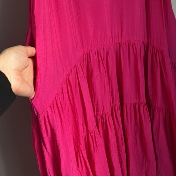 Maeve Women’s Marlene Tiered High Low Maxi Dress Sleeveless Hot Pink Size XS - Picture 5 of 9